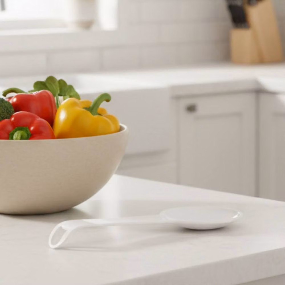 Bedsland H+ Round Plastic Spoon Rest Kitchen Utensil Holder in White – 3