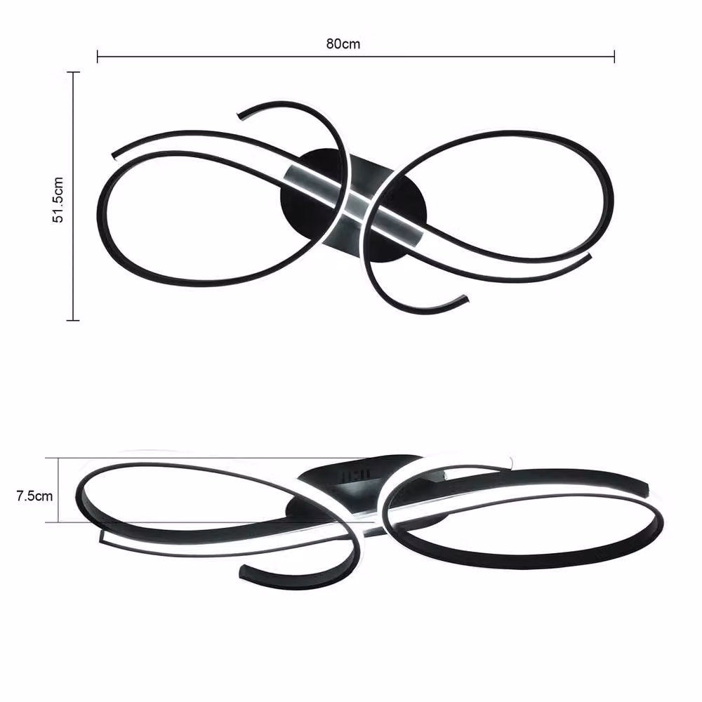 NESTLUNE Modern Dimmable LED Ring Ceiling Light in Black – 2