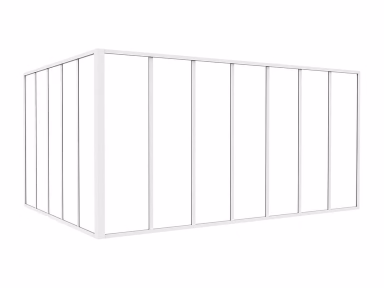 Vente-unique Corner Studio Glass Panelling in Powder-Coated Aluminium, White, W: 150 cm, L: 210 cm