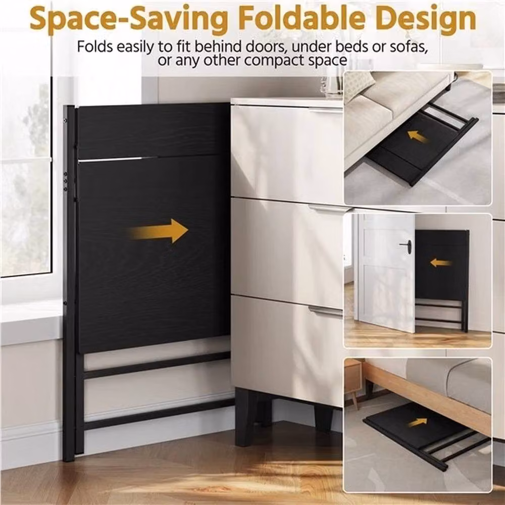 KORVIXA Foldable Computer Desk in Black with Monitor Shelf, W/D/H: 90.5 x 60.5 x 60.5 cm – 5
