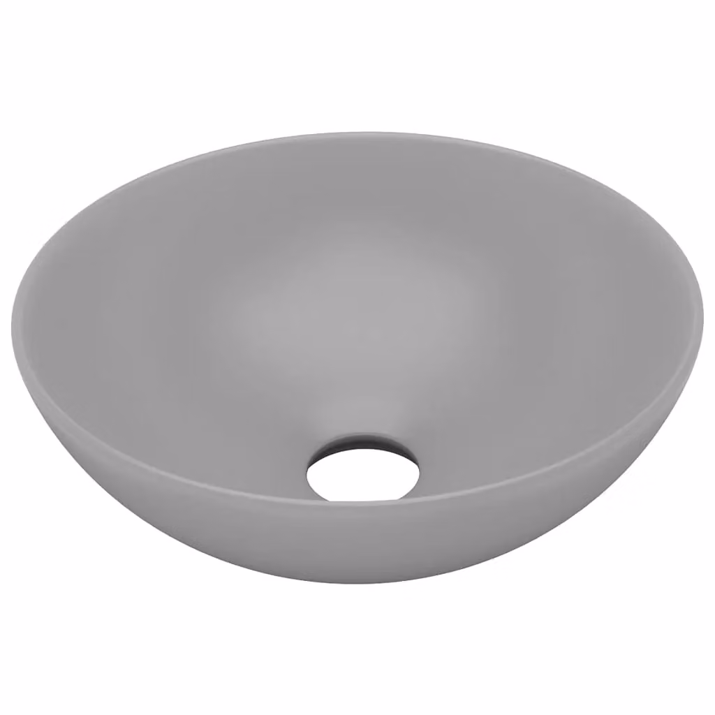 Berkfield Home Round Ceramic Countertop Bathroom Sink in Grey, W/D/H: 28 x 28 x 10 cm – 2