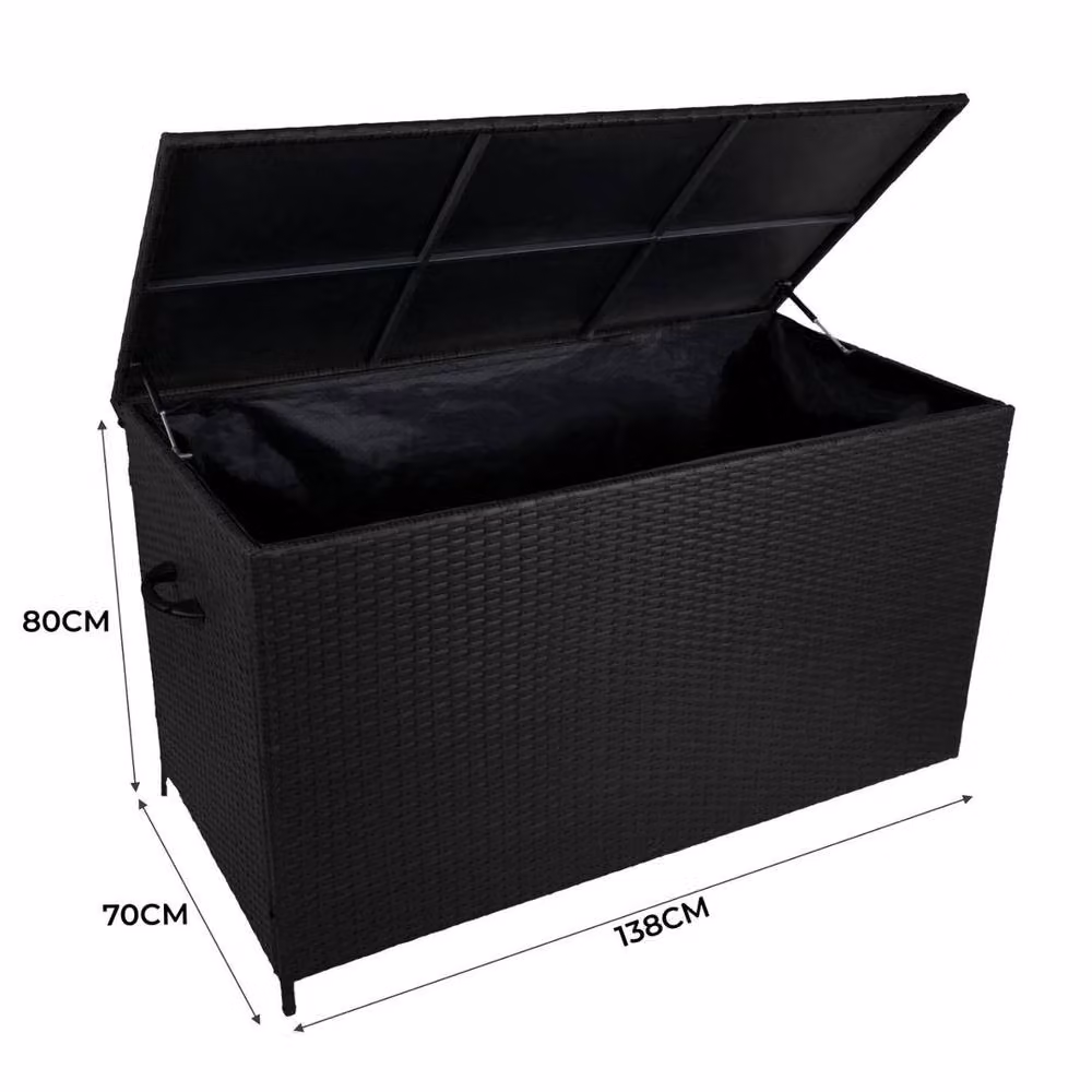 FLAVORA Black Garden Storage Box with Large Cushion, W/D/H: 100 x 100 x 15 cm – 2