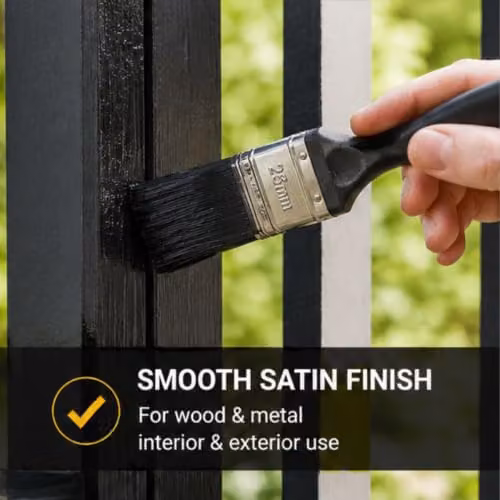 Rustins Quick Dry Water Based Satin Wood Paint, Black, 250ml – 3