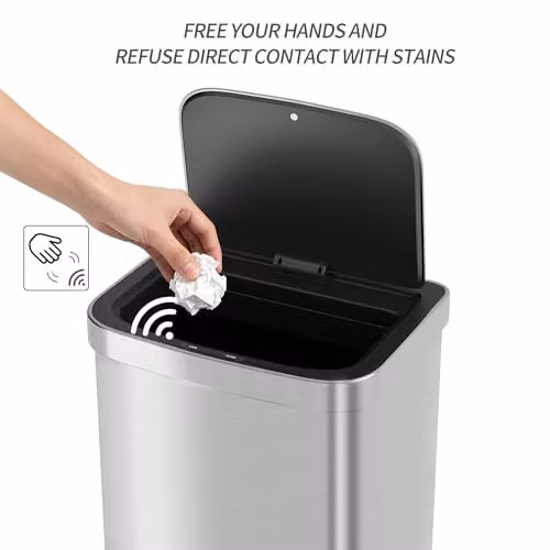 CozyLiving Automatic Motion Sensor Kitchen Bin with Soft Close Lid in Silver, 16L – 4