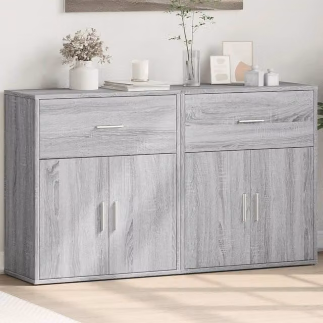 Berkfield Home Set of 2 Grey Sonoma Sideboards in Engineered Wood, W/D/H: 60 x 31 x 70 cm – 1