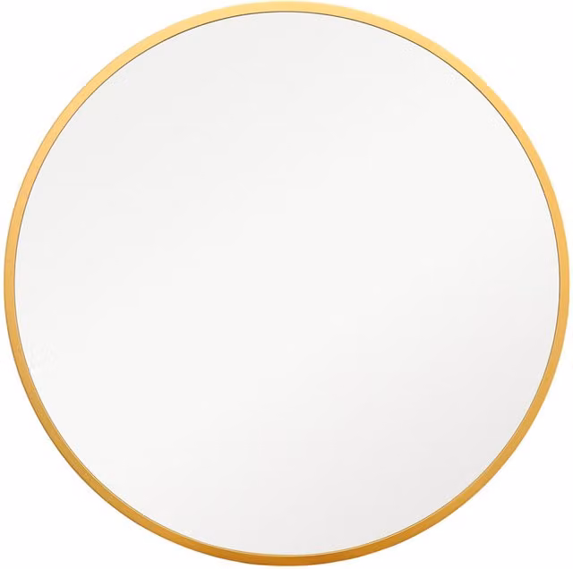 MirrorOutlet Fenestra Gold Circular Modern Hanging Mirror, Gold, Diameter: 80 cm