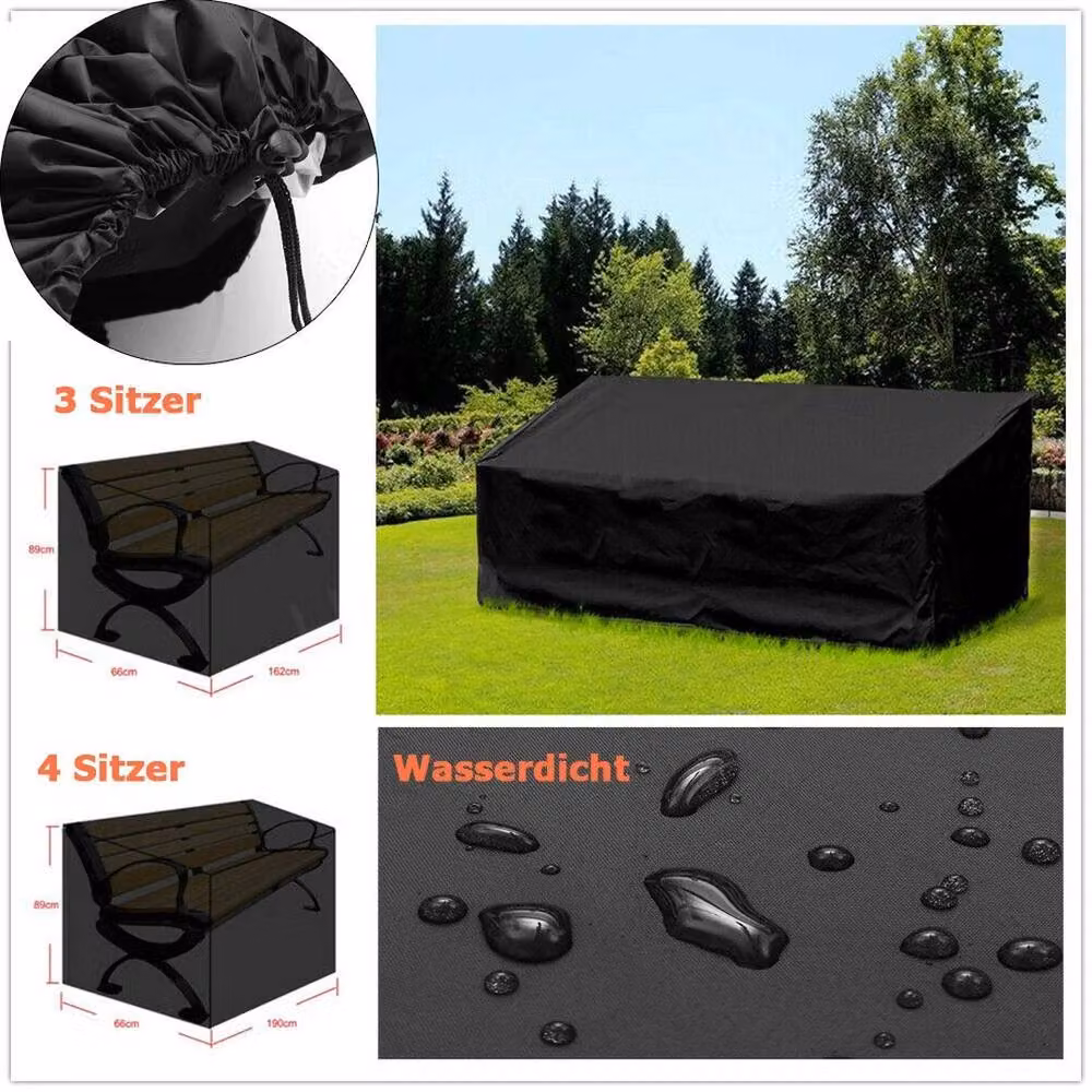 Kelvenix Waterproof Black Polyester Garden Bench Cover W: 190 cm, D: 66 cm, H: 89 cm – 4