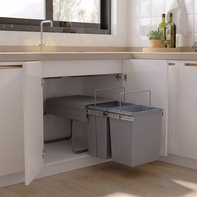 STILVORA Pull-Out Built-In Recycling Bin, 40L, Grey – 1
