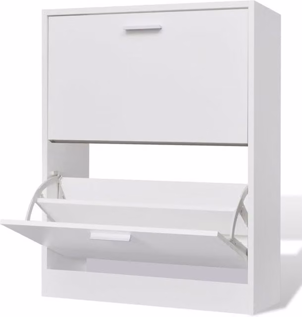 Berkfield Home White Wooden Shoe Cabinet with 2 Tilting Compartments
