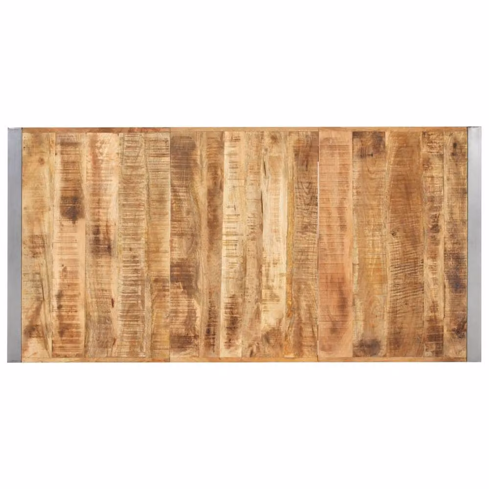 Berkfield Home Rectangular Dining Table in Brown Solid Rough Mango Wood W/D/H: 160 x 80 x 75 cm – 2