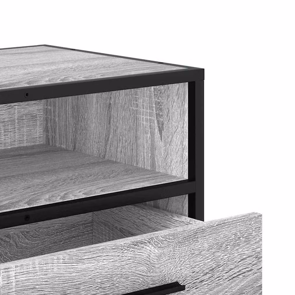 Berkfield Home Grey Sonoma TV Cabinet in Engineered Wood and Metal, W: 100 cm, D: 34.5 cm, H: 40 cm – 4
