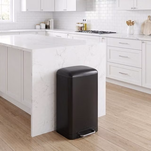 SONGMICS Soft Close Steel Pedal Bin, 30L, Black, H: 61.5 x W: 32.5 x D: 32.5 cm