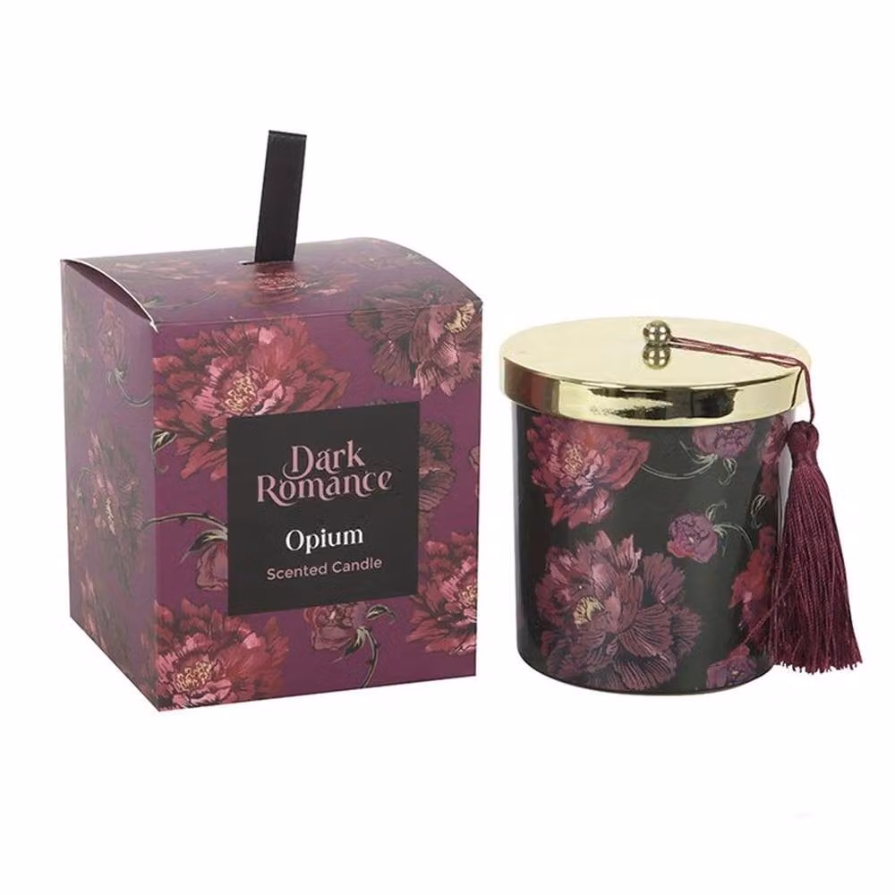 Uniqueful Dark Romance Opium Scented Pillar Candle in Purple, 28.0 g – 2