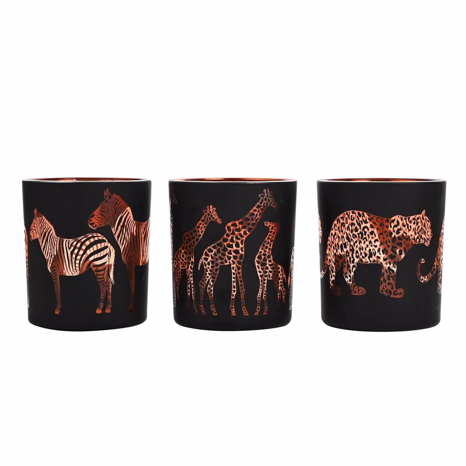 Naturecraft Set of 3 Round Glass Tealight Holders in Black and Bronze – 1