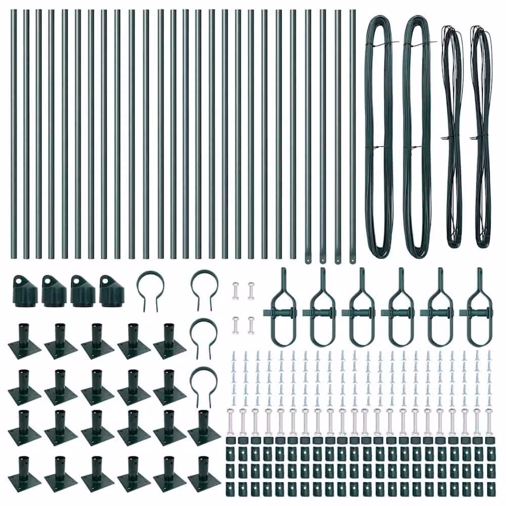 Berkfield Home Set of 26 Green Powder-Coated Steel Square Fence Posts, W/D/H: 3.2 x 3.2 x 50 cm – 4