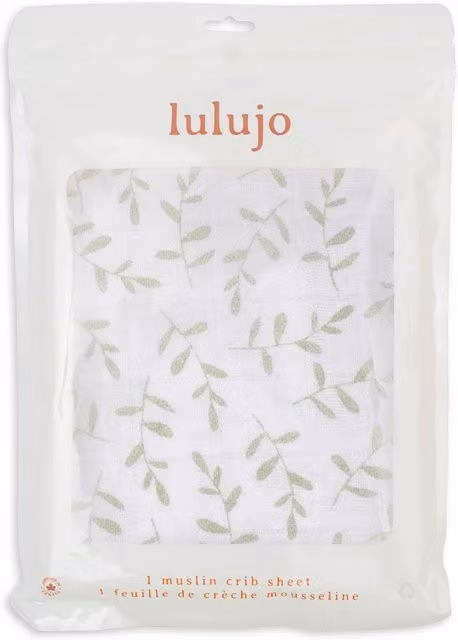Lulujo Cotton Fitted Cot Sheet Greenery Multicolour W/D/H: 140 x 70 x 135 cm