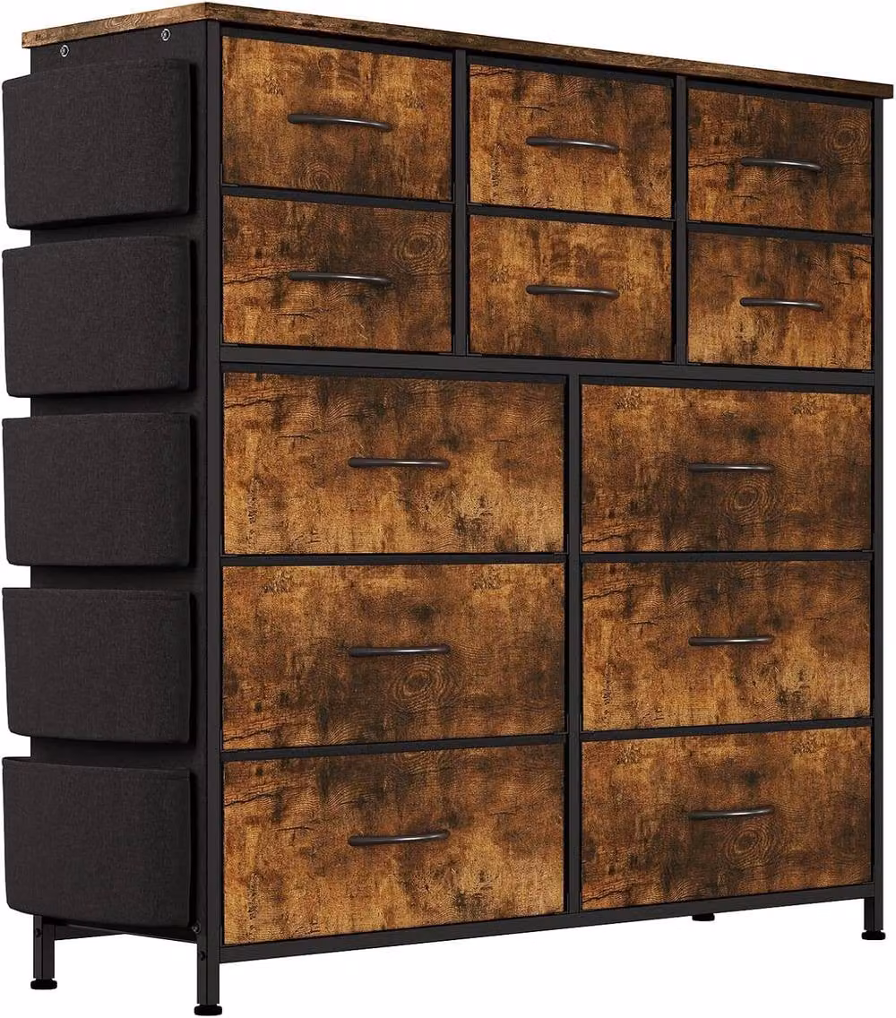 London Boutique 12-Drawer Chest of Drawers and Storage Cabinet in Brown – 2