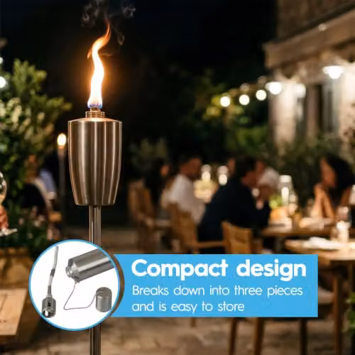 Harbour Housewares Metal Garden Torches in Silver, Pack of 6, Height: 146 cm – 4