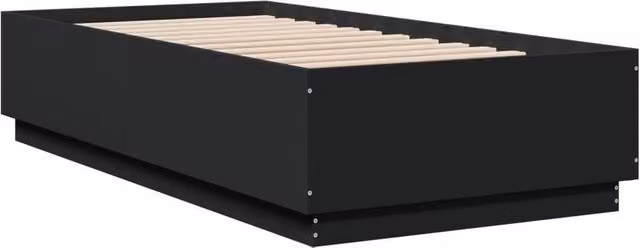 Berkfield Home Durable Single Bed Frame with LED Under-Bed Lighting in Black, W/D/H: 90 x 190 cm – 1
