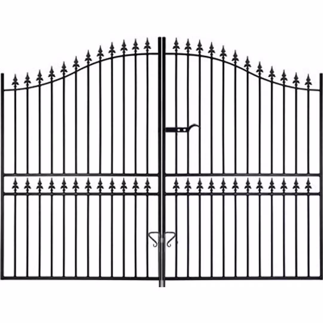 Burbage Iron Craft Corfe Spear Tall Bow Top Double Estate Gate in Black, W: 304.8 cm, H: 208.3 cm – 2