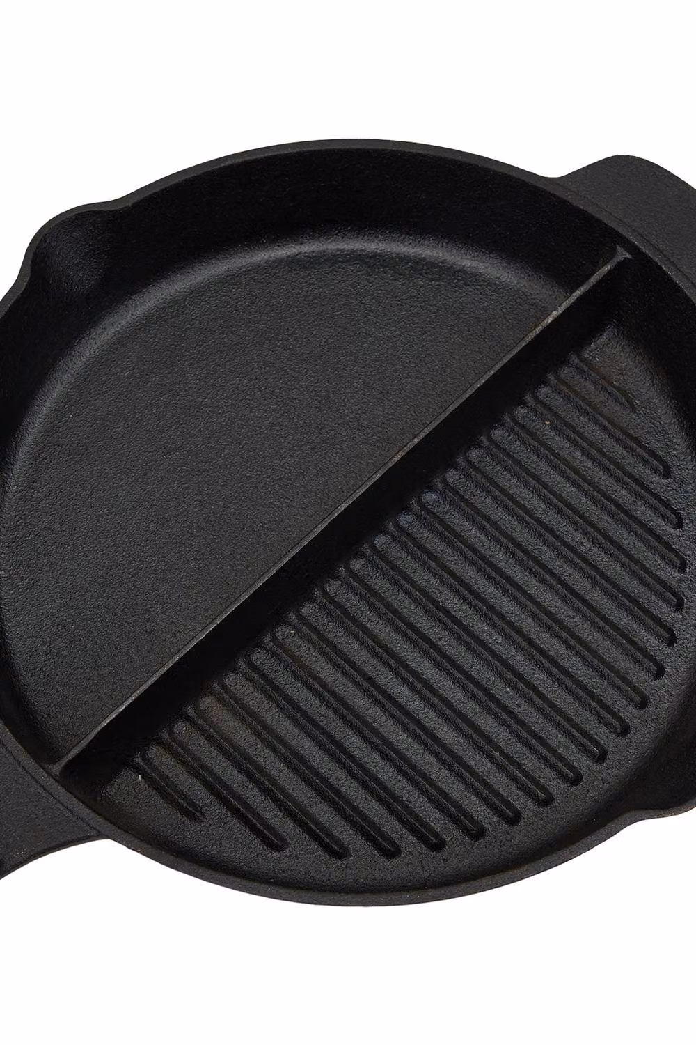Living and Home 2-in-1 Divided Cast Iron Frying Pan and 2-Zone Griddle Grill Pan with Flat Surface, Black – 2