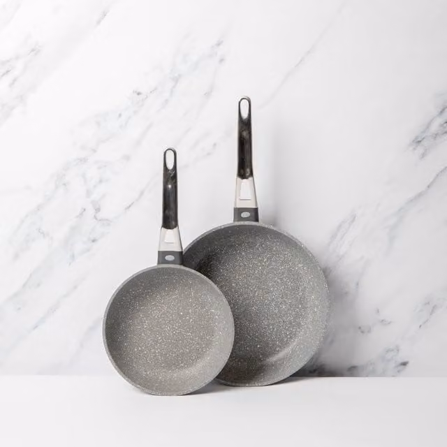 Masterclass Non-Stick Frying Pan Set of 2 in Black and Grey