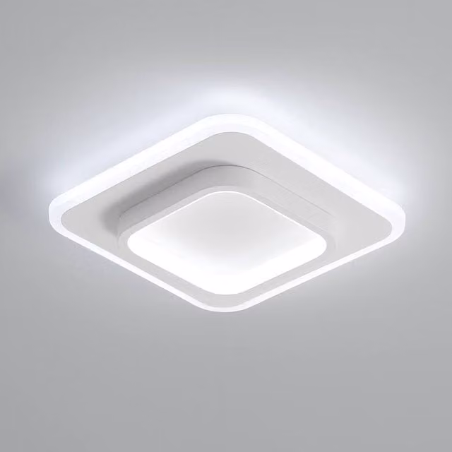 COMELY 24W Modern Square LED Ceiling Light in White with 6500K Cool White Light