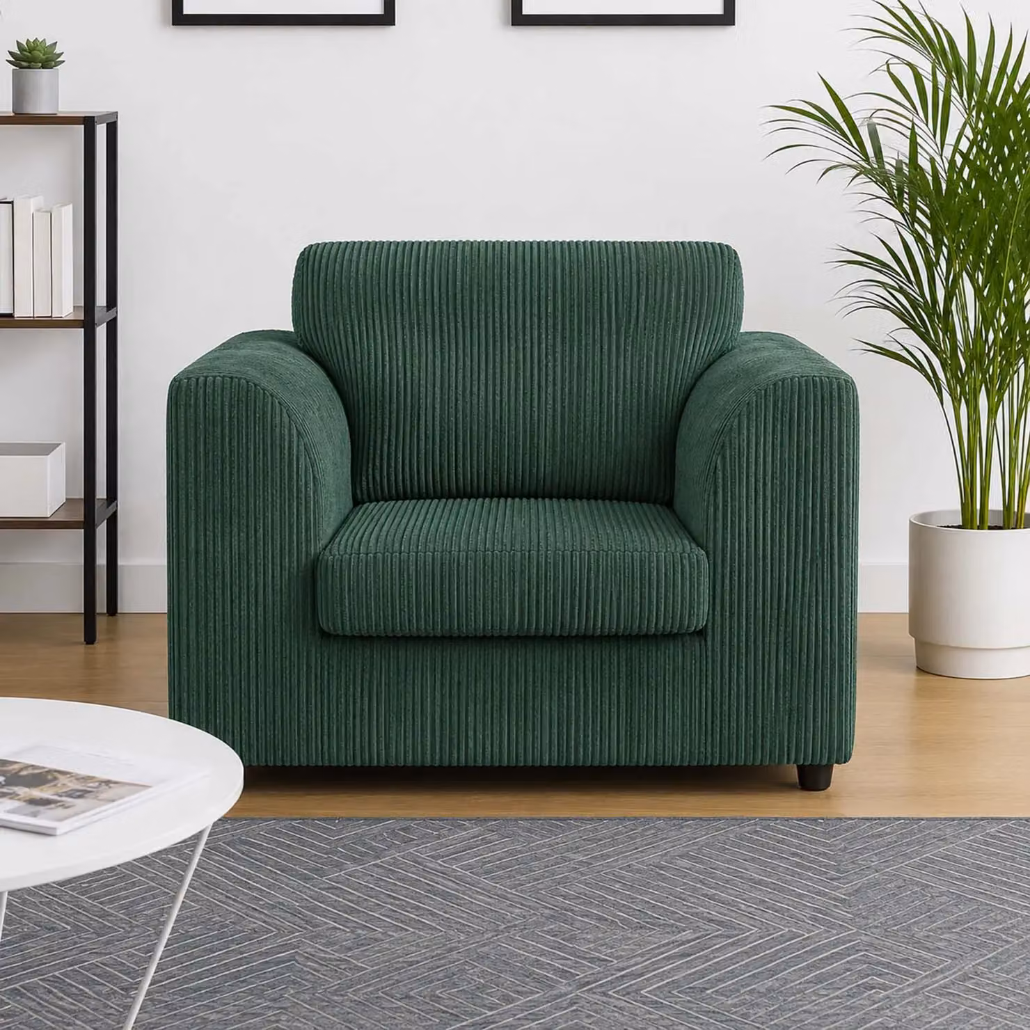 Furnishings For Less UK Luxor Jumbo Cord Fabric Armchair in Green – 2