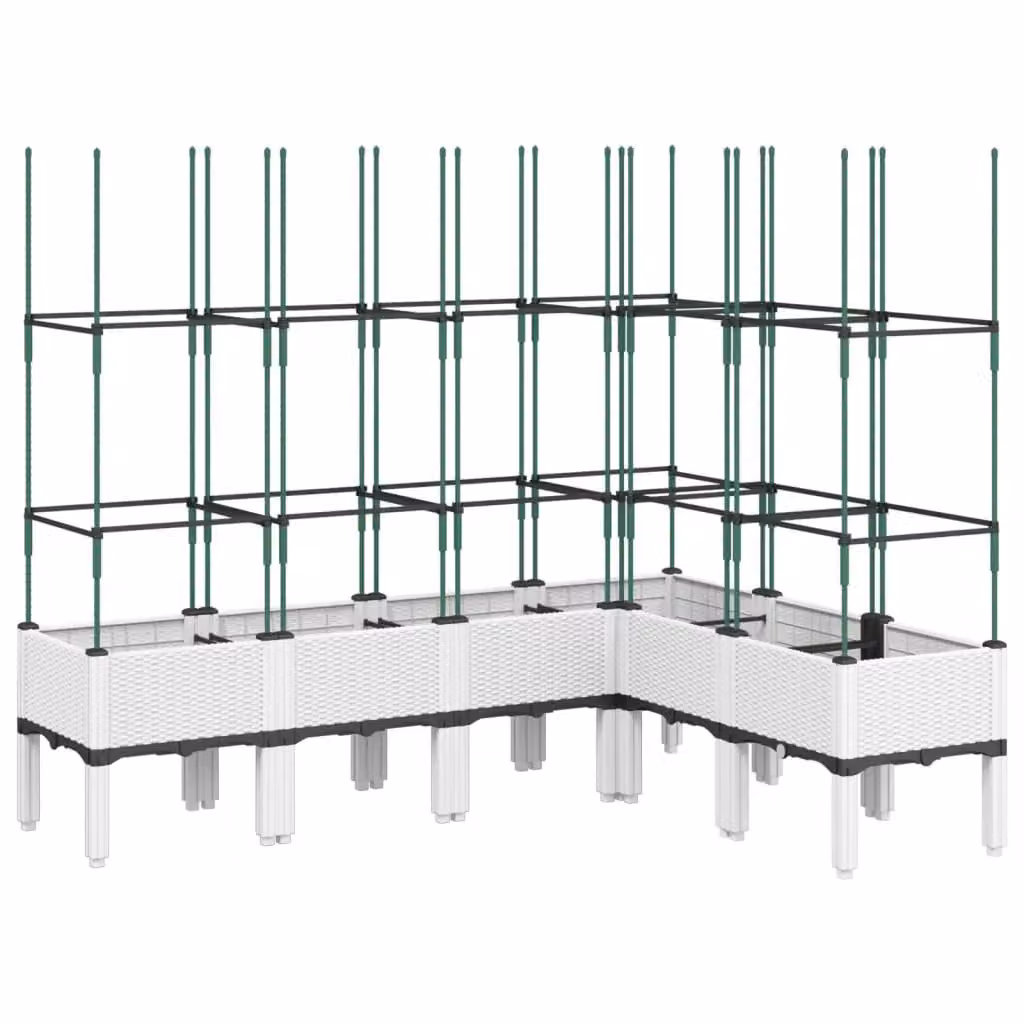Berkfield Home Garden Planter with Trellis in White, W/D/H: 160 x 120 x 142.5 cm – 2
