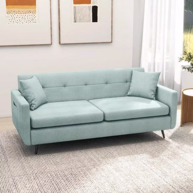 Chilli Seating Coco 2 Seater Upholstered Sofa in Light Blue