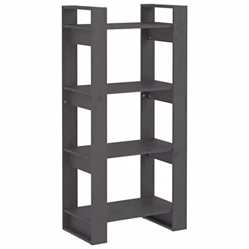 vidaXL Grey Solid Wood Book Cabinet and Room Divider W/D/H: 60 x 35 x 125 cm