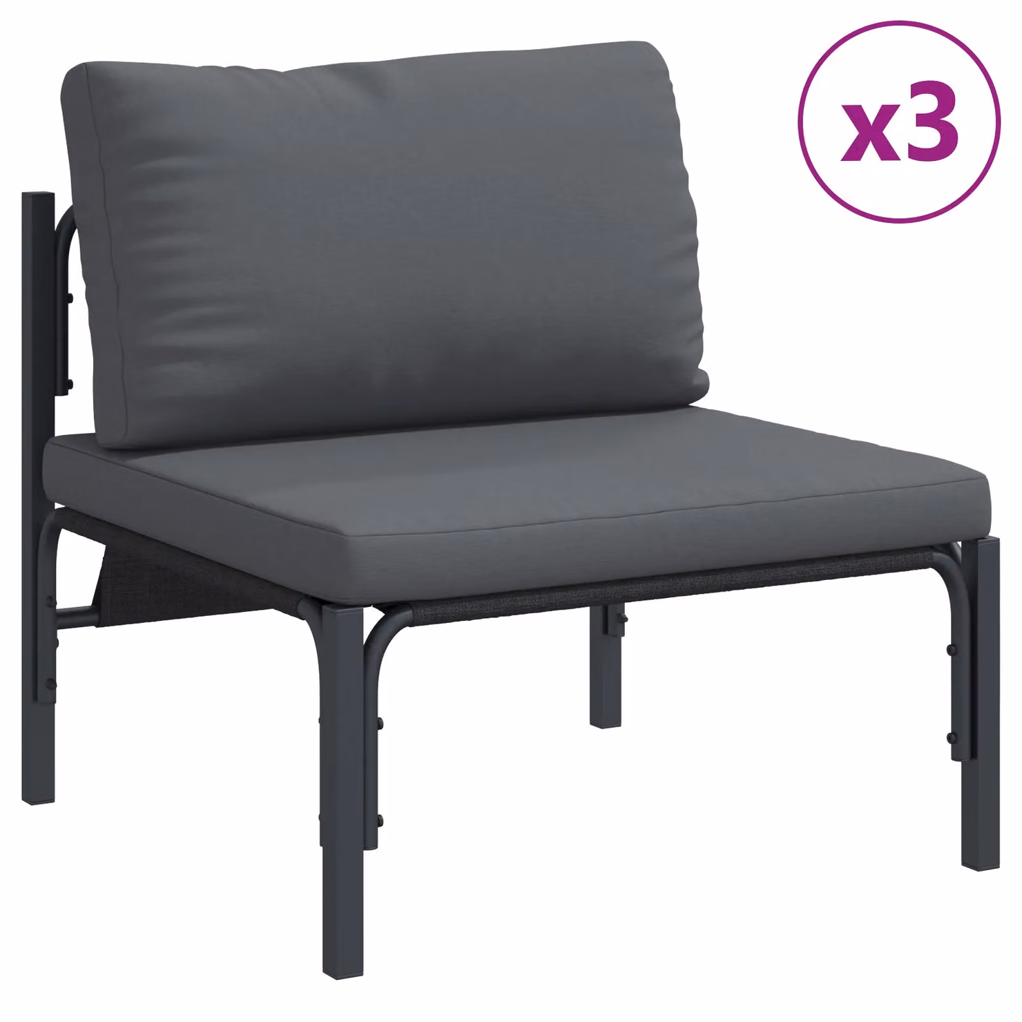 Berkfield Home 5 Piece Anthracite Garden Sofa Set with Upholstered Cushions and Powder Coated Steel Frame – 3