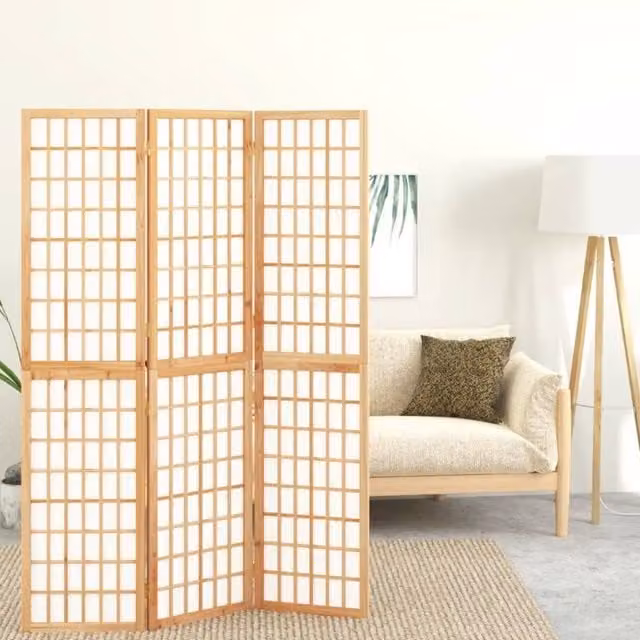 Berkfield Home Japanese Style 3-Panel Folding Room Divider, Brown, W/H: 120 x 170 cm