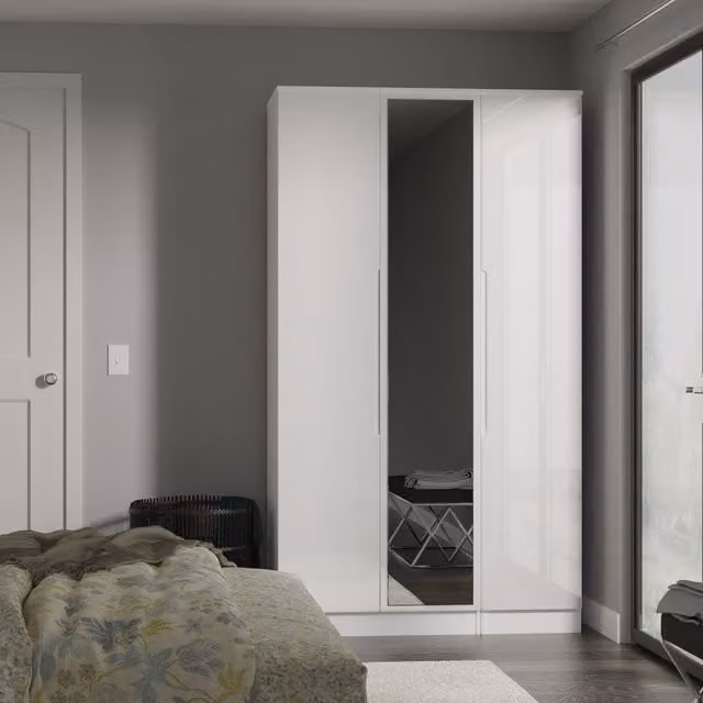 2 U Lucca Tall Triple Mirror Wardrobe in White