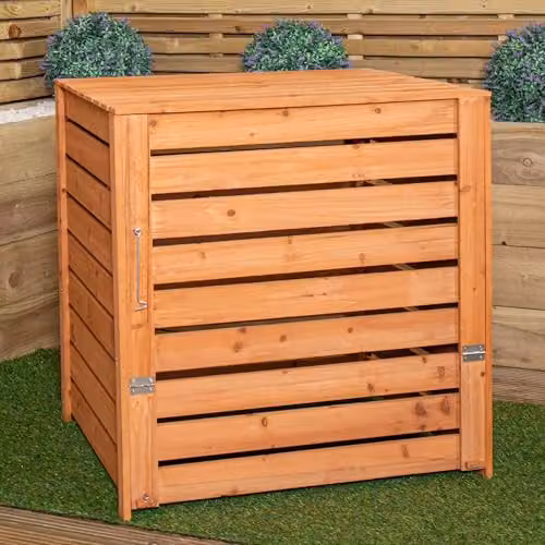 Samuel Alexander Brown Wooden Garden Waste Compost Bin with Removable Flip Lid and Bottom Door, W/D/H: 74 x 69 x 74 cm – 2