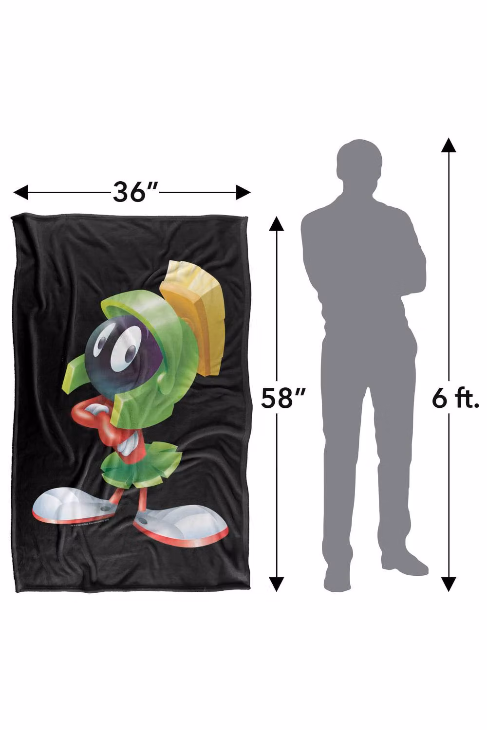 Warner Bros. Looney Tunes Marvin Silky Touch Extra Large Super Soft Fluffy Polyester Throw Blanket in Multicolour and Black – 3
