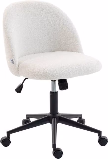 Rolipo Teddy Fleece Swivel Office Task Chair in Cream – 1