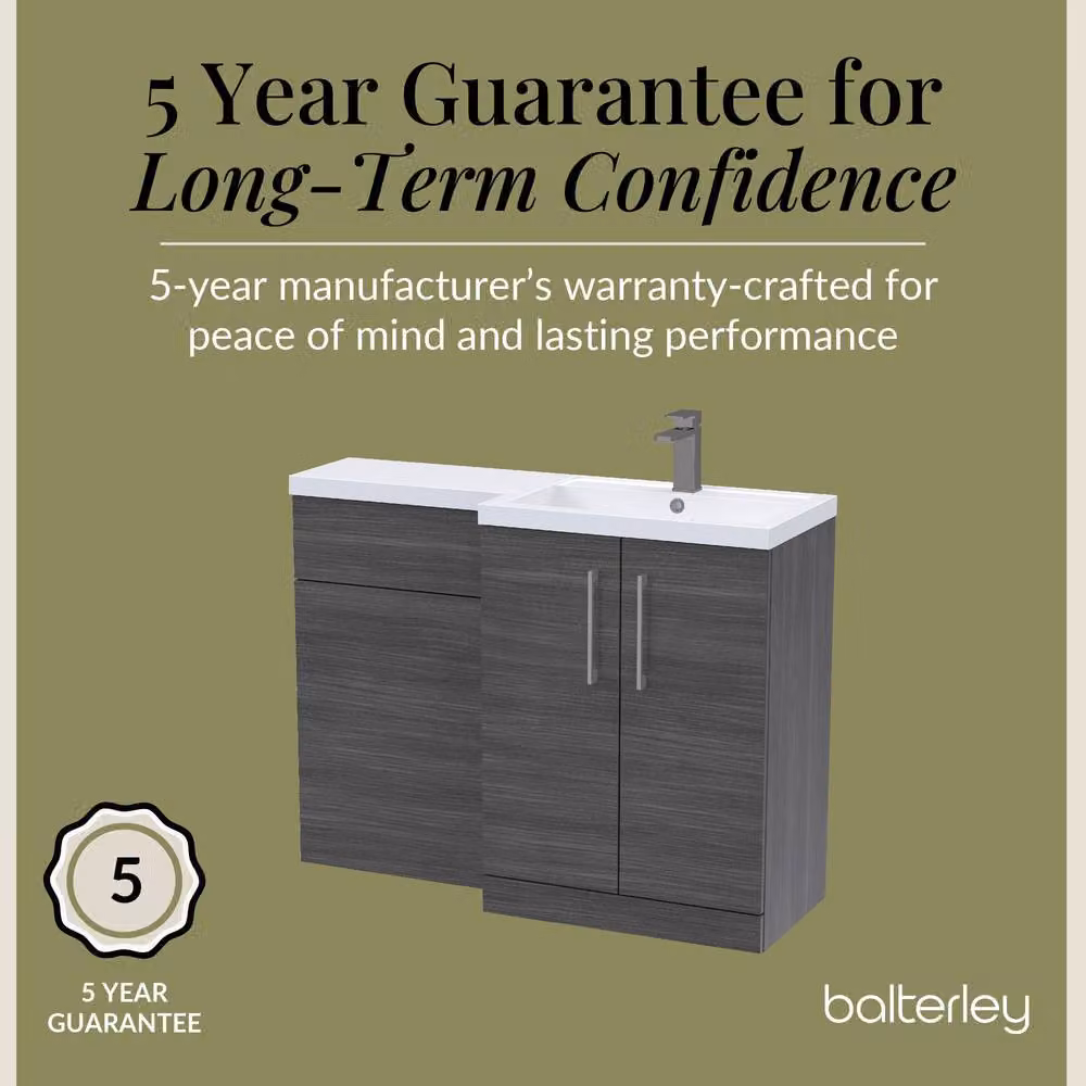 Balterley Modern Right-Hand Vanity and WC Unit Combination in Matt Grey Woodgrain Anthracite – 4