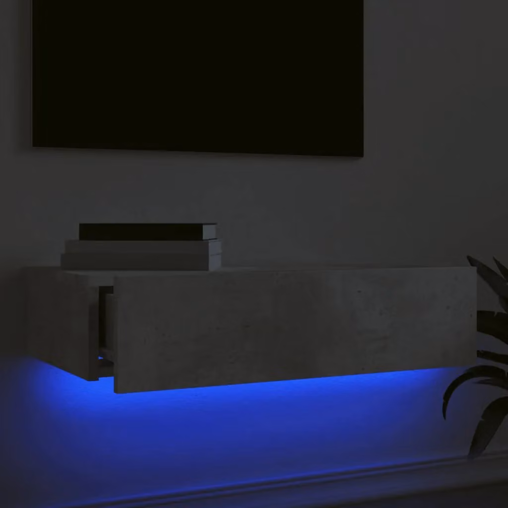 Berkfield Home Modern TV Cabinet with LED Lights in Concrete Grey, W: 60 cm, D: 35 cm, H: 15.5 cm – 3