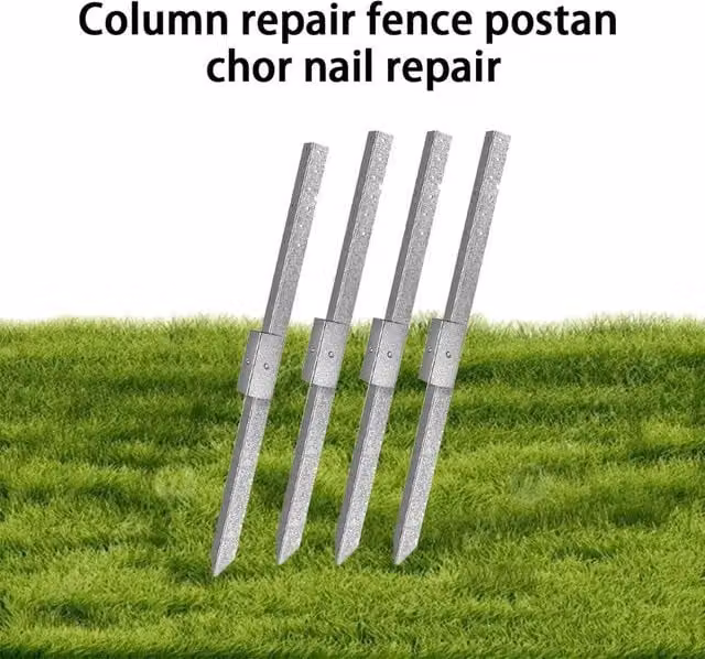 NESTLUNE 8-Pack Heavy Duty Steel Fence Post Repair Stakes Anchor Kit in Silver, H 120 cm x W 3.2 cm – 1