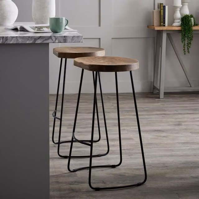 KDMK Franklin Hardwood Shaped Barstool in Brown