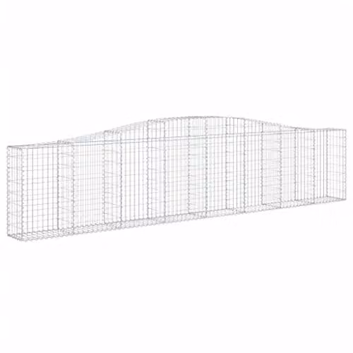 vidaXL 15-Piece Arched Gabion Baskets in Silver Galvanised Steel, W: 400 cm, D: 30 cm, H: 80/100 cm