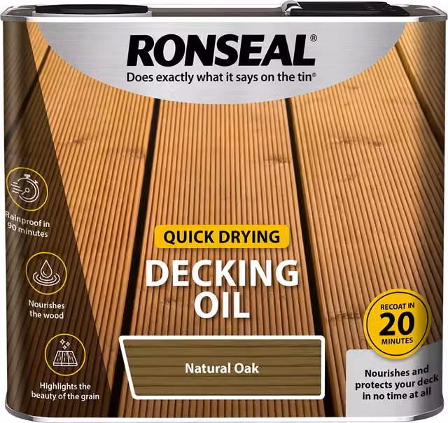 Ronseal Quick Drying Wood Oil in Natural Oak, 2.5 l – 1