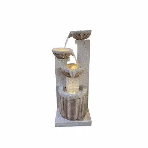 Tranquility Diablo Pour Solar Powered Cascade Water Feature in Natural Stone Effect, W/D/H: 87 x 35 x 31 cm
