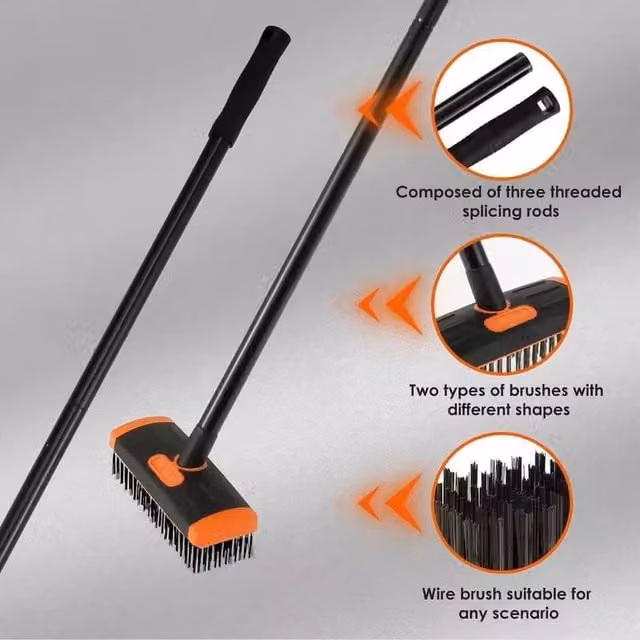 Spetlek 3 in 1 Garden Weed Brush and Patio Cleaner with Twin Head in Black, W: 100 cm, D: 15 cm – 1