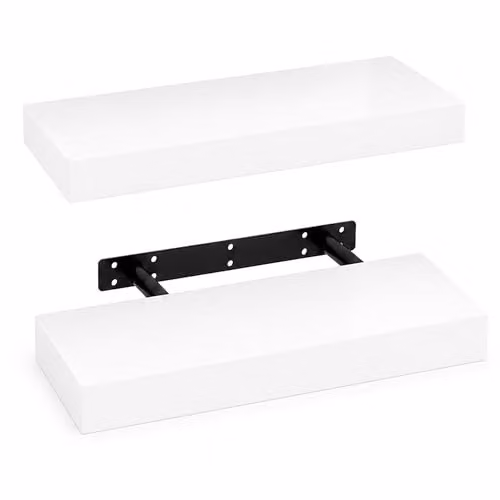 iTrend High Gloss White Floating Wall Shelves, Pack of 2, Width: 40 cm