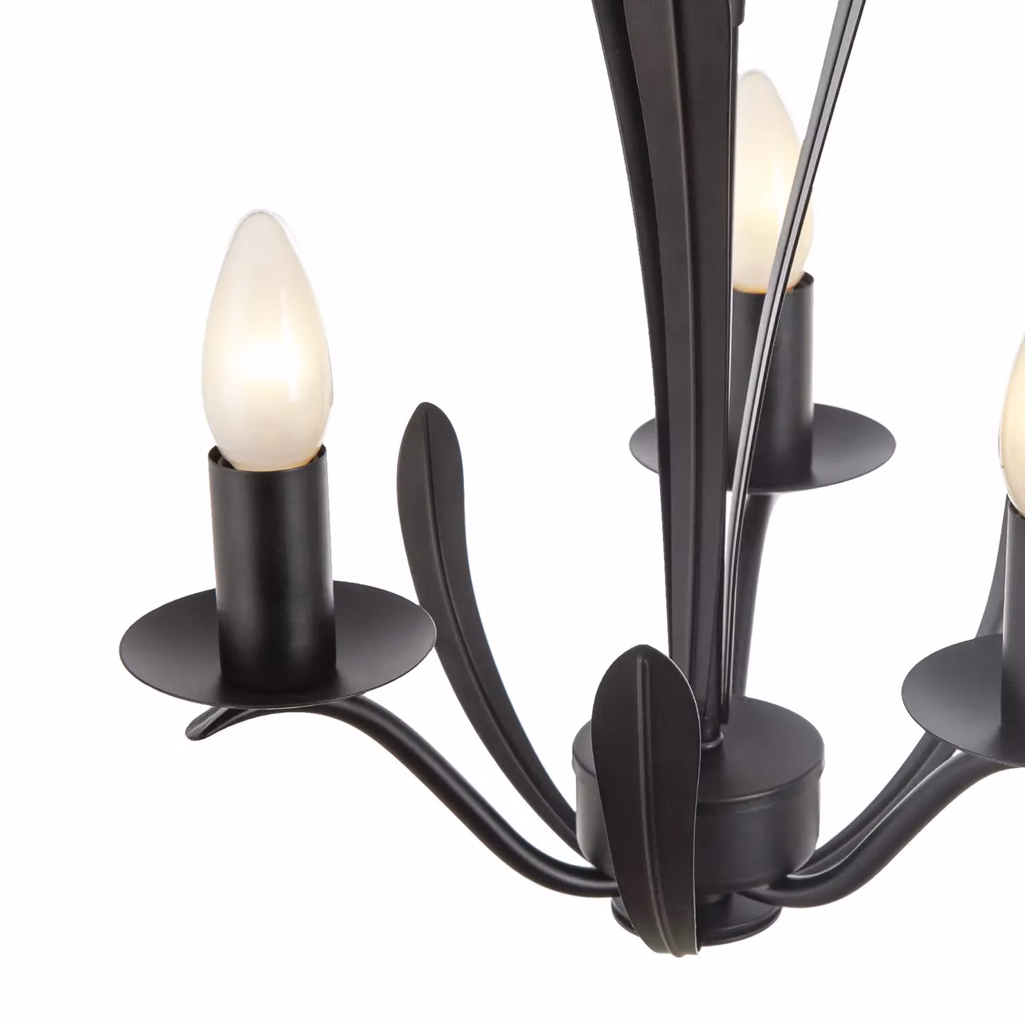 Happy Homewares 3-Arm Classic Ceiling Light in Black with Metal and Glass Details – 4