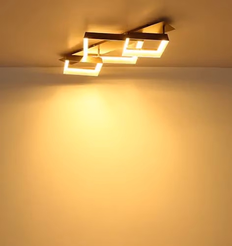 Globo Lighting Modern Square Semi Flush Ceiling Light in Brown with LED Warm White Output, W/D/H: 85.0 x 49.5 x 12.0 cm – 4