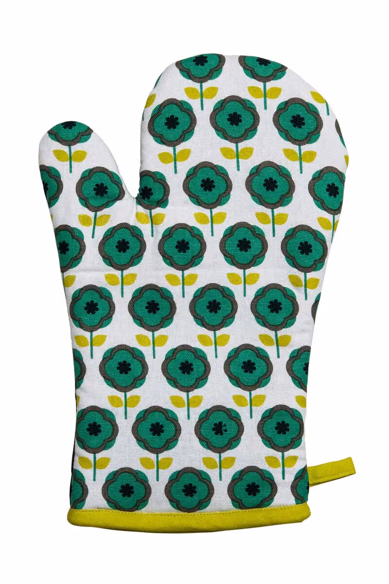 Orsina Green Floral Single Oven Glove with Quilted Heat Protection and Hanging Loop – 4