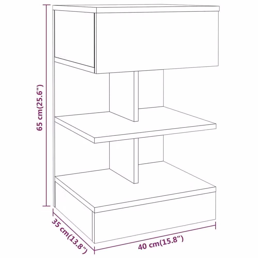 Berkfield Home Set of 2 Smoked Oak Bedside Cabinets in Brown, W/D/H: 40 x 35 x 65 cm – 5